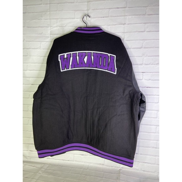 Marvel Black Panther Logo Letterman Varsity Jacket Wakanda Official Mens 2XL - Picture 2 of 13
